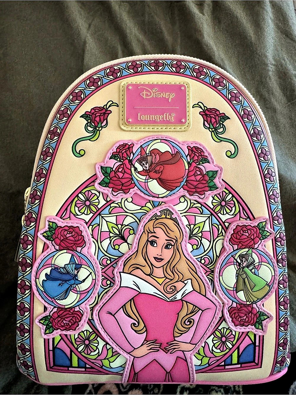 Loungefly Disney Sleeping Beauty Stained Glass Princess Aurora Mini Backpack